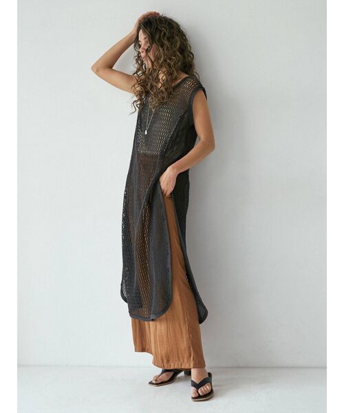 Ungrid（アングリッド）の「ノースリネットワンピース（ワンピース・レディース・チャコールグレー/アイボリー・FREE）」の3枚目の写真