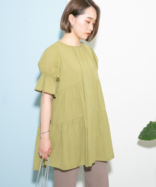 UR Lab.（アーバンリサーチラボ）の「UR Lab.　パフスリーブギャザーブラウス（シャツ/ブラウス・レディース・ラベンダー/イエロー系その他/ホワイト・FREE）」の4枚目の写真