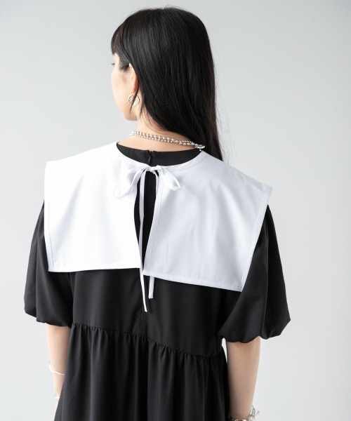 HARE(ハレ)の「2WAYパイピングツケエリ(HARE)(付け襟・レディース・ホワイト/ブラック・FREE)」の4枚目の写真
