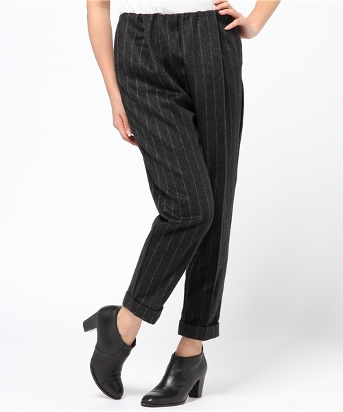 CIAOPANIC（チャオパニック）の「【Ciaopanic】ストライプウエストギャザーPTS（その他パンツ・レディース・ブラック/ネイビー/グレー/ワインレッド・SMALL/MEDIUM）」の2枚目の写真