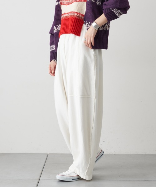 etsinta（エシンタ）の「【etsinta/エシンタ】カーブスウェットパンツ（スウェットパンツ・レディース・グレー/オフホワイト・ONE SIZE）」の4枚目の写真