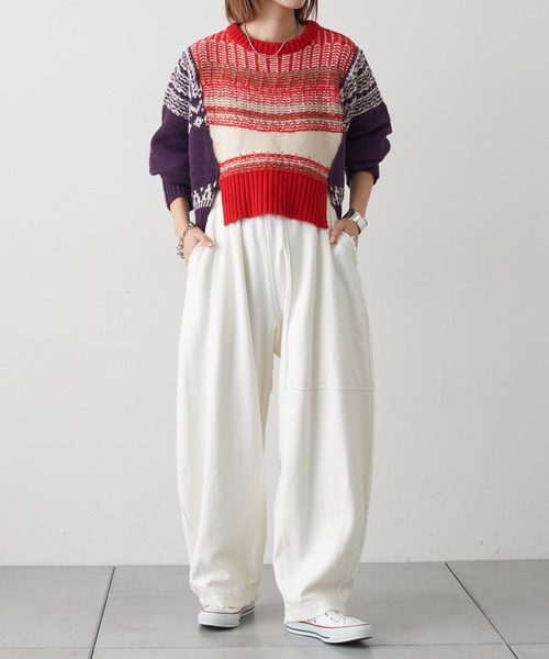 etsinta（エシンタ）の「【etsinta/エシンタ】カーブスウェットパンツ（スウェットパンツ・レディース・グレー/オフホワイト・ONE SIZE）」の7枚目の写真