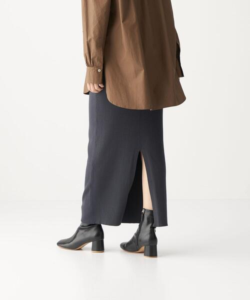 CITEN（シテン）の「＜CITEN（シテン）＞フォルム リブ ニット マキシ スカート（スカート・レディース・ダークグレー/ピンク・FREE）」の7枚目の写真