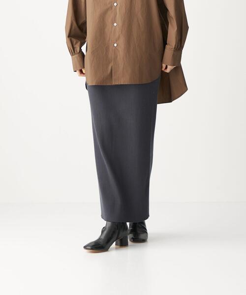 CITEN（シテン）の「＜CITEN（シテン）＞フォルム リブ ニット マキシ スカート（スカート・レディース・ダークグレー/ピンク・FREE）」の4枚目の写真