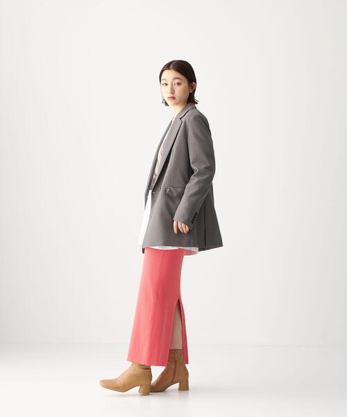 CITEN（シテン）の「＜CITEN（シテン）＞フォルム リブ ニット マキシ スカート（スカート・レディース・ダークグレー/ピンク・FREE）」の8枚目の写真