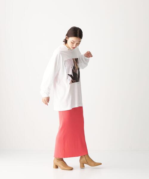 CITEN（シテン）の「＜CITEN（シテン）＞フォルム リブ ニット マキシ スカート（スカート・レディース・ダークグレー/ピンク・FREE）」の14枚目の写真