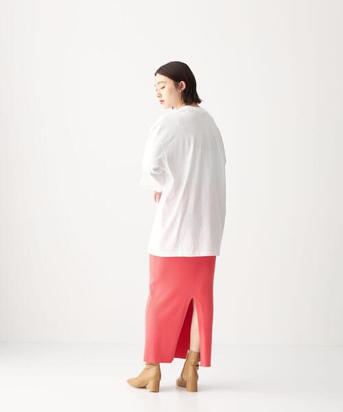 CITEN（シテン）の「＜CITEN（シテン）＞フォルム リブ ニット マキシ スカート（スカート・レディース・ダークグレー/ピンク・FREE）」の5枚目の写真