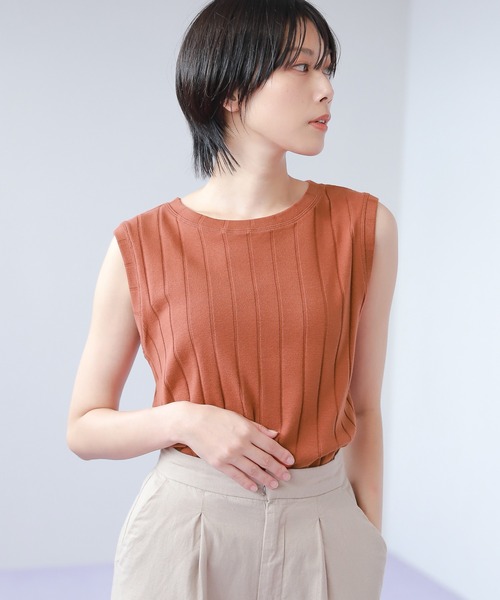 LAKOLE（ラコレ）の「コットンワイドリブスリーブレスTシャツ / 955470（Tシャツ/カットソー・レディース・ブラック/オレンジ系その他4/ナチュラル/ブラウン系その他/オリーブ/ネイビー・SMALL/MEDIUM）」の6枚目の写真