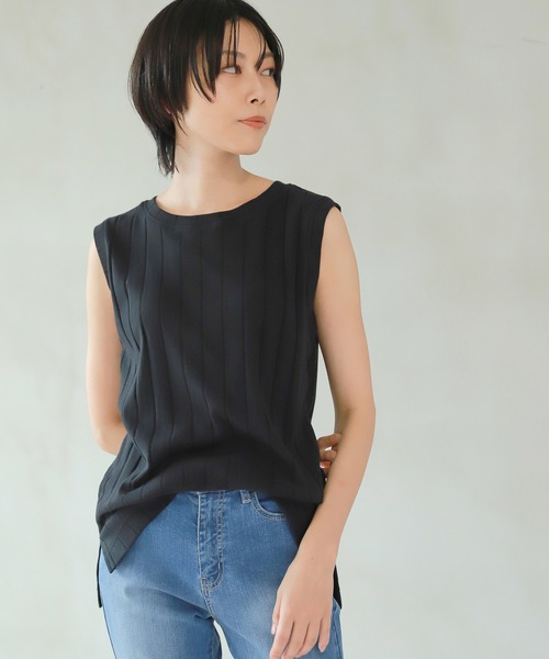 LAKOLE（ラコレ）の「コットンワイドリブスリーブレスTシャツ / 955470（Tシャツ/カットソー・レディース・ブラック/オレンジ系その他4/ナチュラル/ブラウン系その他/オリーブ/ネイビー・SMALL/MEDIUM）」の2枚目の写真