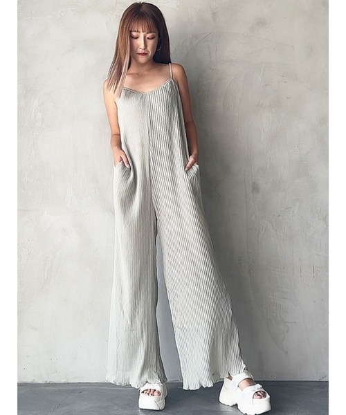 DURAS（デュラス）の「楊柳プリーツオールインワン（つなぎ/オールインワン・レディース・ブラック/ミント/モカ・FREE）」の3枚目の写真