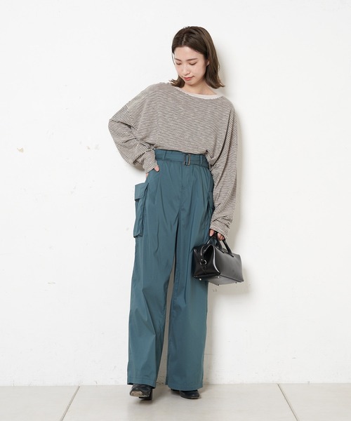 CIAOPANIC（チャオパニック）の「シアーボーダーロンT（Tシャツ/カットソー・レディース・カーキ/ネイビー/キナリ・FREE）」の8枚目の写真