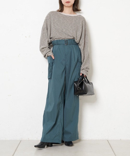 CIAOPANIC（チャオパニック）の「シアーボーダーロンT（Tシャツ/カットソー・レディース・カーキ/ネイビー/キナリ・FREE）」の7枚目の写真