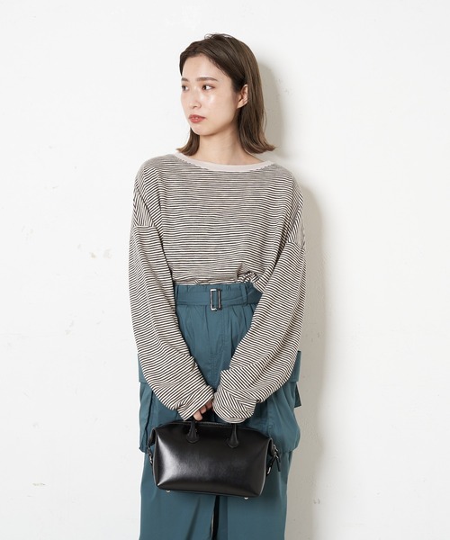 CIAOPANIC（チャオパニック）の「シアーボーダーロンT（Tシャツ/カットソー・レディース・カーキ/ネイビー/キナリ・FREE）」の4枚目の写真