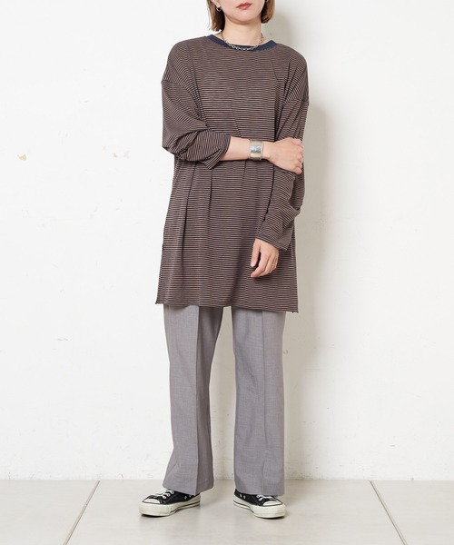 CIAOPANIC（チャオパニック）の「シアーボーダーロンT（Tシャツ/カットソー・レディース・カーキ/ネイビー/キナリ・FREE）」の13枚目の写真