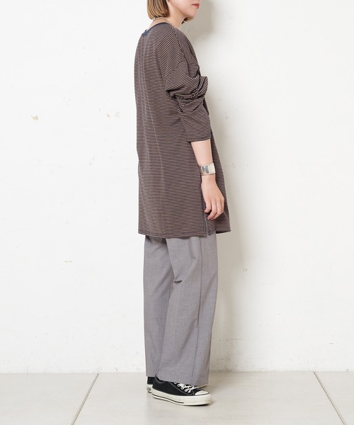 CIAOPANIC（チャオパニック）の「シアーボーダーロンT（Tシャツ/カットソー・レディース・カーキ/ネイビー/キナリ・FREE）」の14枚目の写真