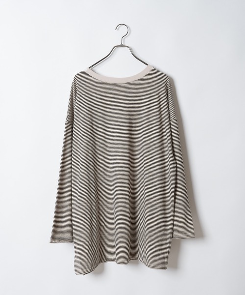 CIAOPANIC（チャオパニック）の「シアーボーダーロンT（Tシャツ/カットソー・レディース・カーキ/ネイビー/キナリ・FREE）」の11枚目の写真