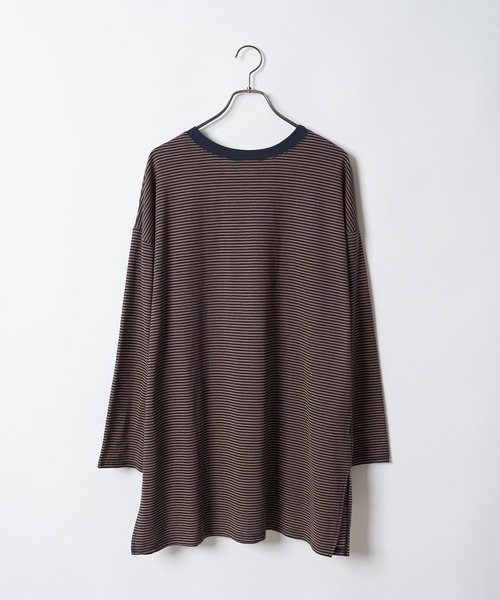 CIAOPANIC（チャオパニック）の「シアーボーダーロンT（Tシャツ/カットソー・レディース・カーキ/ネイビー/キナリ・FREE）」の16枚目の写真