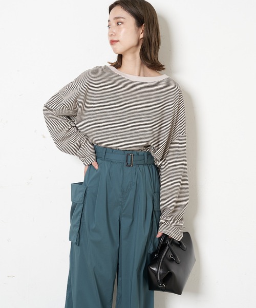 CIAOPANIC（チャオパニック）の「シアーボーダーロンT（Tシャツ/カットソー・レディース・カーキ/ネイビー/キナリ・FREE）」の22枚目の写真