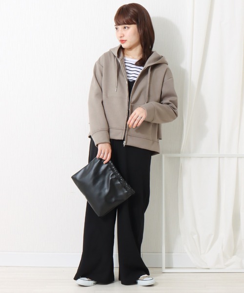 libelle more（リベル モア）の「ダンボールポンチ バックペプラムパーカー（パーカー・レディース・チャコールグレー/ネイビー/ブラック/グレイッシュベージュ/カーキ・M/L）」の18枚目の写真