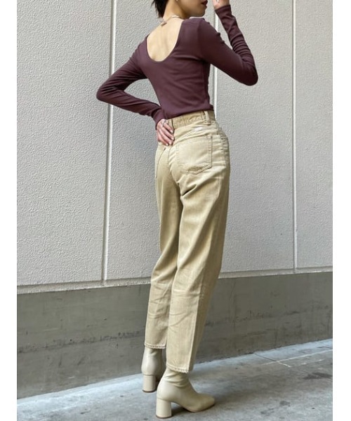 SLY（スライ）の「LUCAS HW TAPERED PT-E ハイウエストテーパード デニムパンツ（デニムパンツ・レディース・ベージュ・26inch/23inch/24inch/25inch）」の11枚目の写真