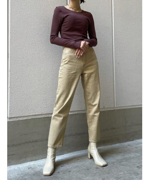 SLY（スライ）の「LUCAS HW TAPERED PT-E ハイウエストテーパード デニムパンツ（デニムパンツ・レディース・ベージュ・26inch/23inch/24inch/25inch）」の13枚目の写真