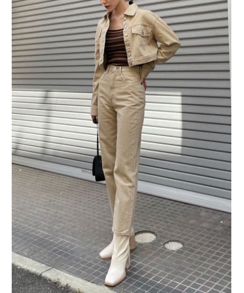 SLY（スライ）の「LUCAS HW TAPERED PT-E ハイウエストテーパード デニムパンツ（デニムパンツ・レディース・ベージュ・26inch/23inch/24inch/25inch）」の21枚目の写真