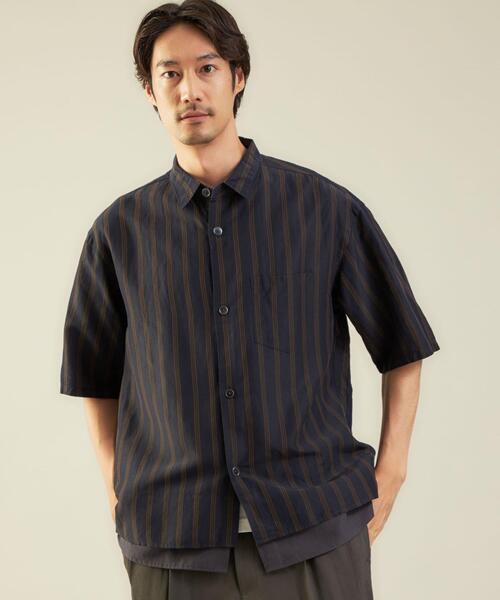 green label relaxing（グリーンレーベルリラクシング）の「OLT＜green label relaxing＞Cu/L/C レイヤード 半袖 シャツ（シャツ/ブラウス・メンズ・ネイビー/ダークブラウン/その他1/その他2/ベージュ・L/M/S）」の5枚目の写真