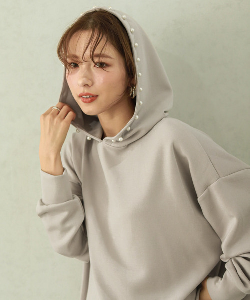 SUGAR BISKET（シュガービスケット）の「フードパールボンディングフーディ（パーカー・レディース・ブラック/ホワイト/ライトグレー/パープル・フリー）」の21枚目の写真