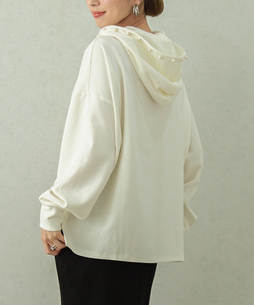 SUGAR BISKET（シュガービスケット）の「フードパールボンディングフーディ（パーカー・レディース・ブラック/ホワイト/ライトグレー/パープル・フリー）」の14枚目の写真