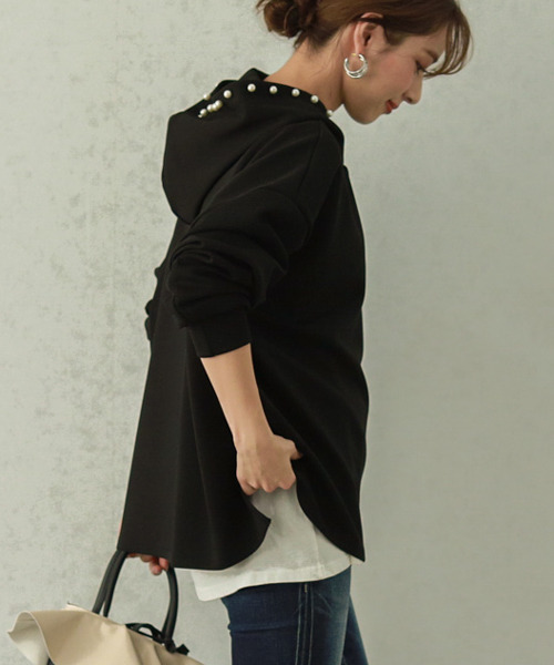 SUGAR BISKET（シュガービスケット）の「フードパールボンディングフーディ（パーカー・レディース・ブラック/ホワイト/ライトグレー/パープル・フリー）」の10枚目の写真