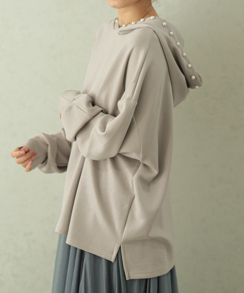 SUGAR BISKET（シュガービスケット）の「フードパールボンディングフーディ（パーカー・レディース・ブラック/ホワイト/ライトグレー/パープル・フリー）」の19枚目の写真