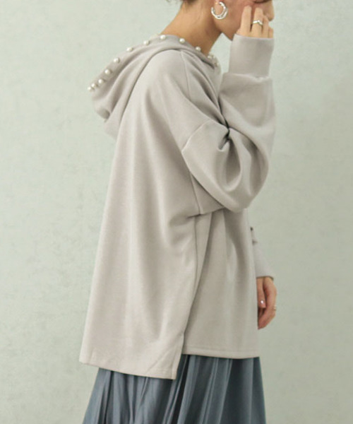 SUGAR BISKET（シュガービスケット）の「フードパールボンディングフーディ（パーカー・レディース・ブラック/ホワイト/ライトグレー/パープル・フリー）」の11枚目の写真