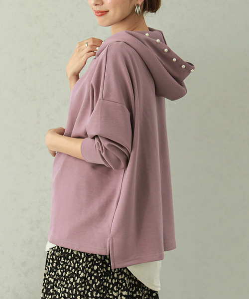 SUGAR BISKET（シュガービスケット）の「フードパールボンディングフーディ（パーカー・レディース・ブラック/ホワイト/ライトグレー/パープル・フリー）」の12枚目の写真