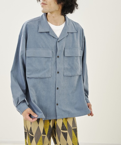CPCM(シーピーシーエム)の「ピーチ起毛長袖CPOシャツ(シャツ/ブラウス・メンズ・サックスブルー/チャコールグレー/グレイッシュベージュ・MEDIUM/LARGE)」の3枚目の写真
