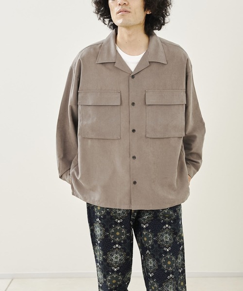 CPCM(シーピーシーエム)の「ピーチ起毛長袖CPOシャツ(シャツ/ブラウス・メンズ・サックスブルー/チャコールグレー/グレイッシュベージュ・MEDIUM/LARGE)」の2枚目の写真
