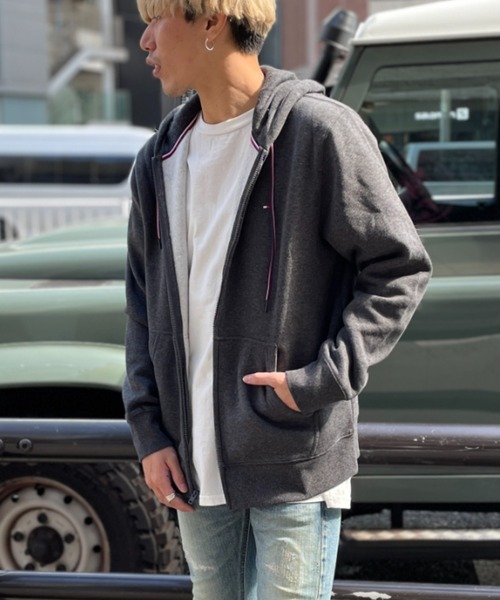 セール Tommy パーカー Hilfiger トミーヒルフィガー メンズ ジップ Hilfiger トミーヒルフィガー のファッション ジップ Hoodie パーカー Tommy Tommy スエットパーカー Plains 裏起毛 特販