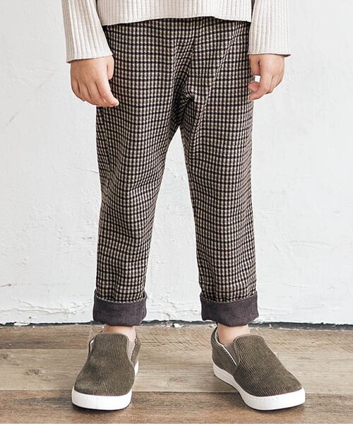 apres les cours(アプレレクール)の「ジャガードチェックパンツ 10分丈(その他パンツ・キッズ・ブラウン/グレー・90/100/110/120/130/140/80)」の2枚目の写真