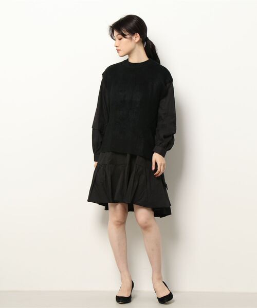 KOBE LETTUCE（コウベレタス）の「[ 2点セット ] ニットベスト×シャツワンピースアンサンブルトップス（ワンピース・レディース・ブラック×ブラック/ベージュ系その他・FREE）」の13枚目の写真