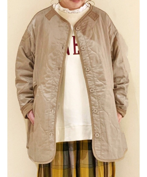 Samansa Mos2(サマンサ モスモス)の「ノーカラーキルティングブルゾン(ブルゾン・レディース・ベージュ/カーキ/マスタード/チャコール・フリ-)」の1枚目の写真