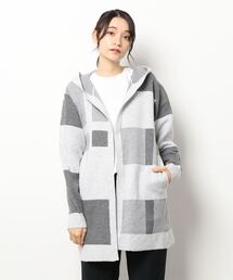 semantic design | ＊セマンティックデザイン/semantic design ストレッチウォッシャブル ブロッキング ニットフーディガン(カーディガン/ボレロ)