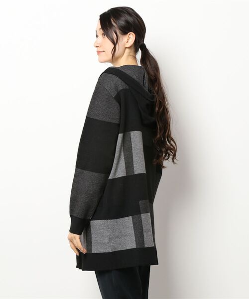 semantic design(セマンティックデザイン)の「セマンティックデザイン/semantic design ストレッチウォッシャブル ブロッキング ニットフーディガン(カーディガン/ボレロ・メンズ・ブラック/ライトグレー・MEDIUM/LARGE/X-LARGE)」の3枚目の写真