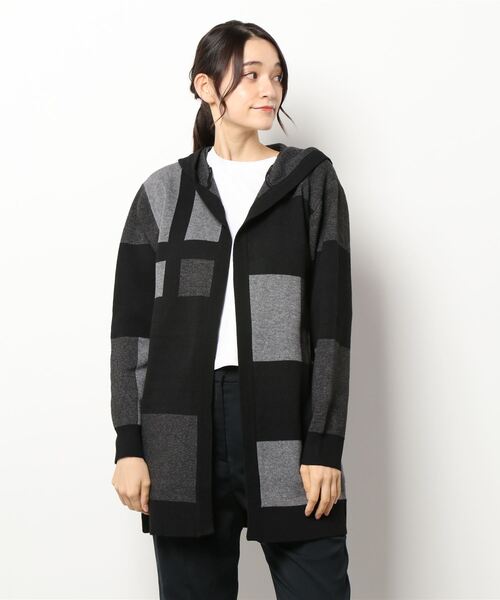 semantic design(セマンティックデザイン)の「セマンティックデザイン/semantic design ストレッチウォッシャブル ブロッキング ニットフーディガン(カーディガン/ボレロ・メンズ・ブラック/ライトグレー・MEDIUM/LARGE/X-LARGE)」の5枚目の写真