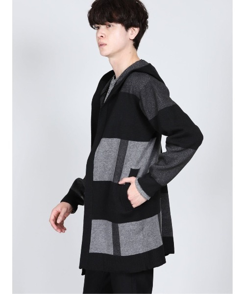 semantic design(セマンティックデザイン)の「セマンティックデザイン/semantic design ストレッチウォッシャブル ブロッキング ニットフーディガン(カーディガン/ボレロ・メンズ・ブラック/ライトグレー・MEDIUM/LARGE/X-LARGE)」の10枚目の写真