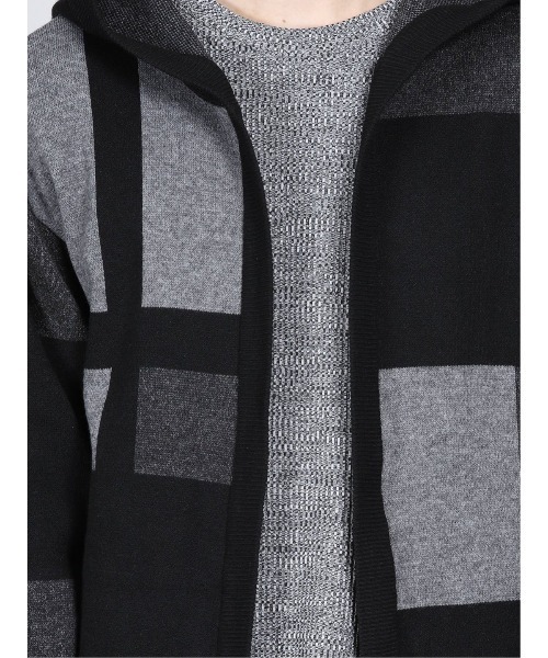 semantic design(セマンティックデザイン)の「セマンティックデザイン/semantic design ストレッチウォッシャブル ブロッキング ニットフーディガン(カーディガン/ボレロ・メンズ・ブラック/ライトグレー・MEDIUM/LARGE/X-LARGE)」の8枚目の写真