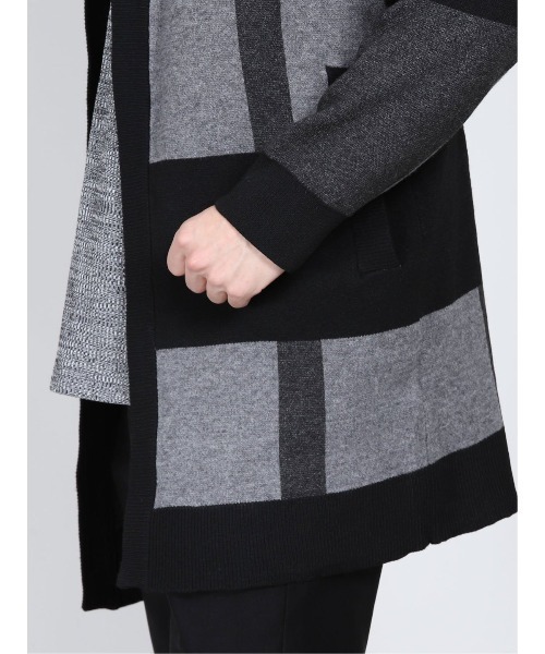 semantic design(セマンティックデザイン)の「セマンティックデザイン/semantic design ストレッチウォッシャブル ブロッキング ニットフーディガン(カーディガン/ボレロ・メンズ・ブラック/ライトグレー・MEDIUM/LARGE/X-LARGE)」の6枚目の写真