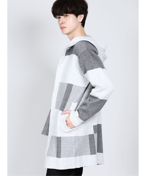 semantic design(セマンティックデザイン)の「セマンティックデザイン/semantic design ストレッチウォッシャブル ブロッキング ニットフーディガン(カーディガン/ボレロ・メンズ・ブラック/ライトグレー・MEDIUM/LARGE/X-LARGE)」の11枚目の写真