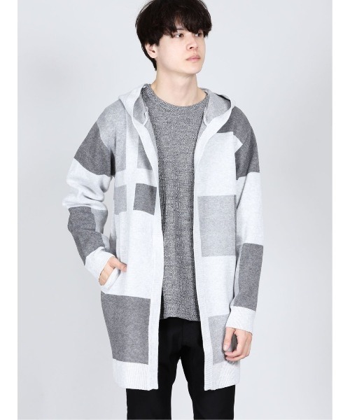 semantic design(セマンティックデザイン)の「セマンティックデザイン/semantic design ストレッチウォッシャブル ブロッキング ニットフーディガン(カーディガン/ボレロ・メンズ・ブラック/ライトグレー・MEDIUM/LARGE/X-LARGE)」の12枚目の写真