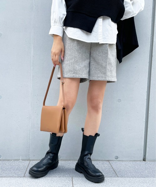 Stylesea スタイルシー のファッション セール スラックス パンツ ウールブレンドヘリンボーンハーフパンツ スラックス