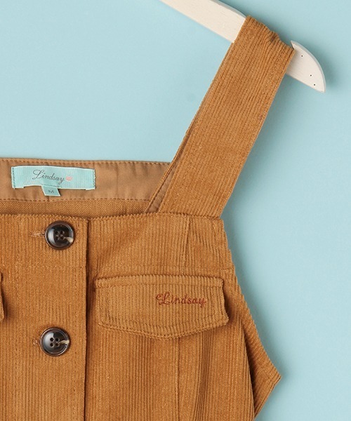 Lindsay（リンジィ）の「細見え前釦ジャンパースカート（ジャンパースカート・キッズ・ブラウン/アイボリー・L/M）」の8枚目の写真