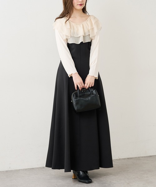 natural couture(ナチュラルクチュール)の「【WEB限定】osonoシアーフリルデザインカットプルオーバー(Tシャツ/カットソー・レディース・ブラック/ベージュ/オフホワイト/モカ・FREE)」の11枚目の写真